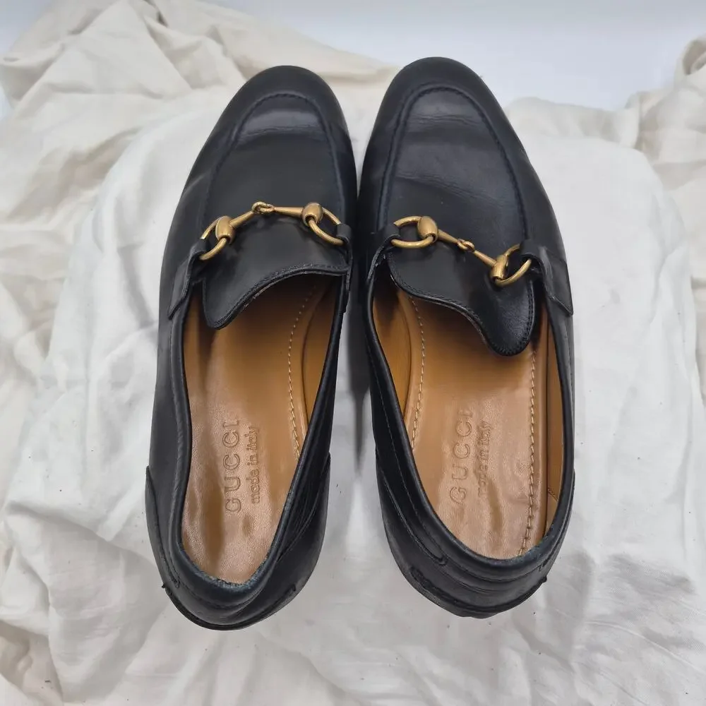 Gucci Jordaan loafer Black Leather slip-on men's Italian 6 US 6.5